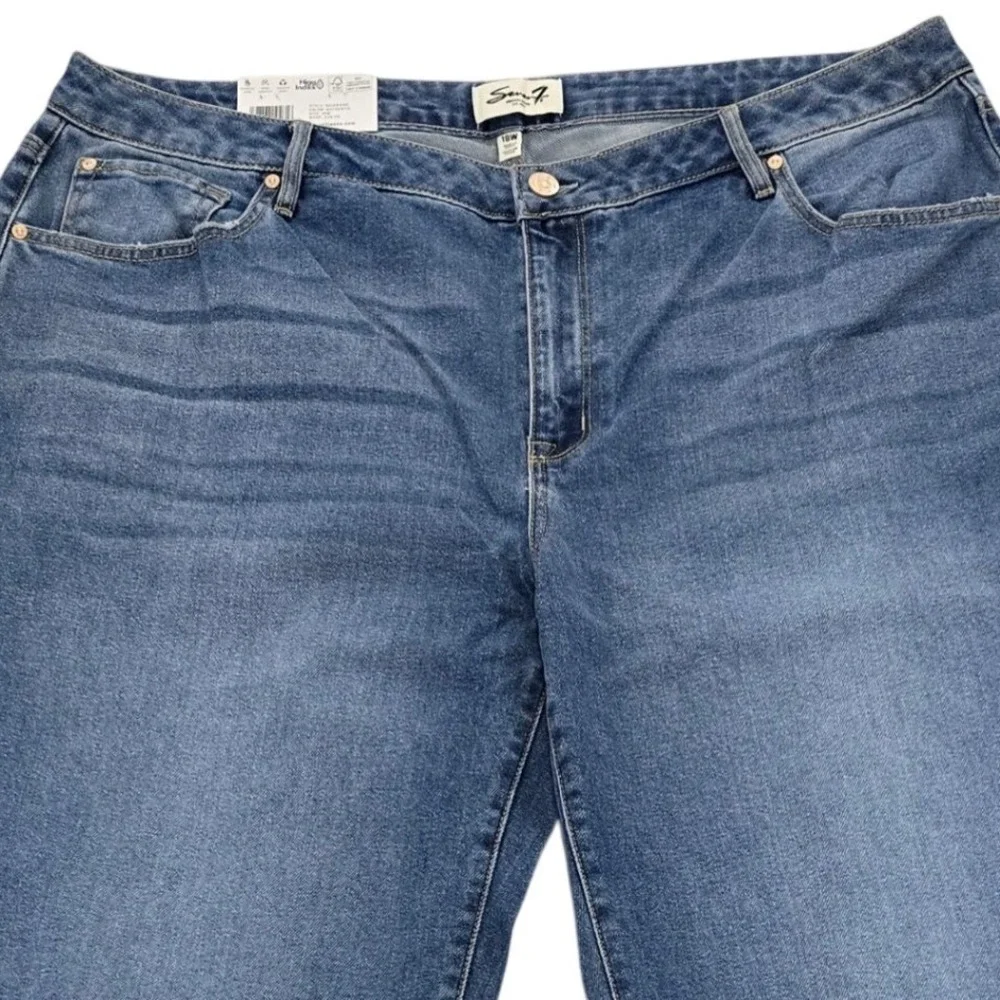 Seven7 Women Loose Straight High Rise‎ Jeans 18W Authentic Blue SX10341DE NWT
